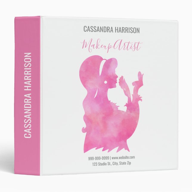 Classeur Artiste maquillage Femme Silhouette Aquarelle Beau (Devant/Côté)