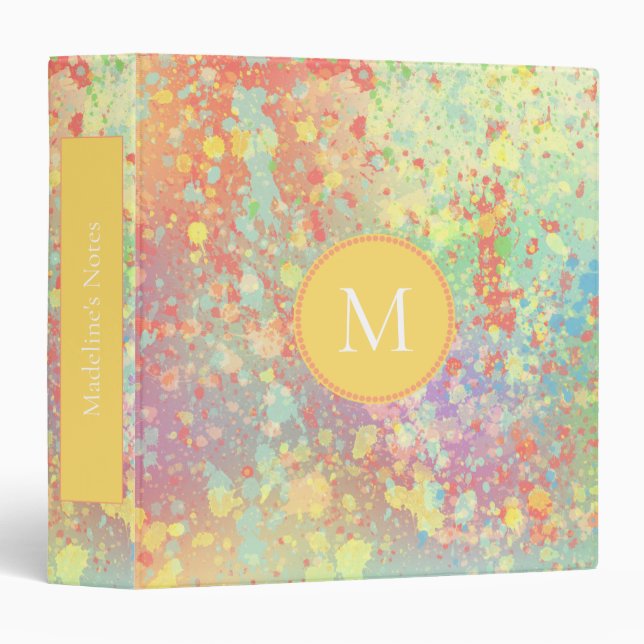 Classeur Artsy Pastel Peinture Plaques de corail jaune Mono (Devant/Côté)