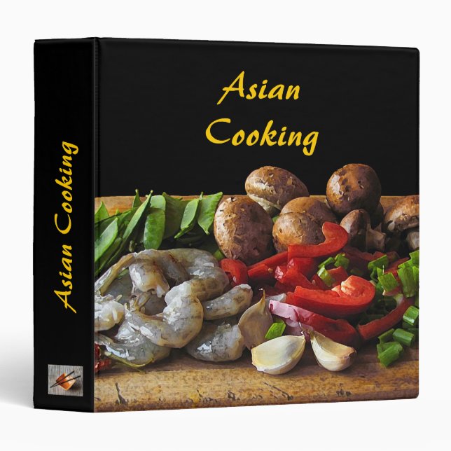 Classeur asiatique de recette de cuisine (Devant/Côté)