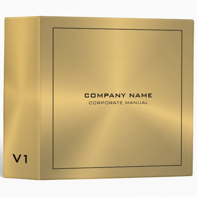 Classeur Aspect brillant or métallique acier inoxydable (Devant/Côté)