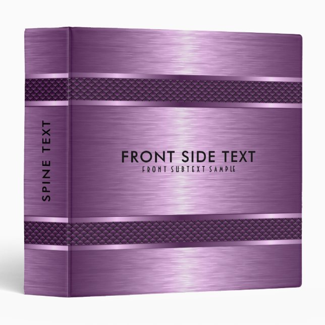 Classeur Aspect en aluminium brossé violet métallique (Devant/Côté)