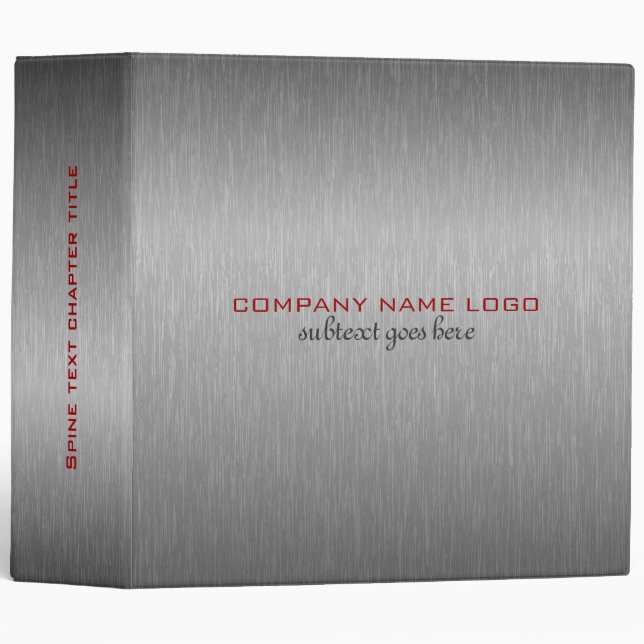 Classeur Aspect simple en aluminium brossé gris métallique (Devant/Côté)