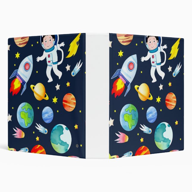 Classeur Astronaut in Space Planets and Rockets Pattern (Arrière-plan)