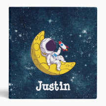 Astronaute personnalisé sur la Lune avec fusée