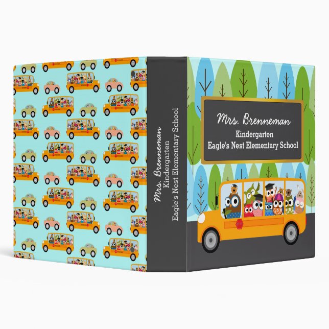 Classeur Autobus scolaire mignon de hiboux (Arrière-plan)