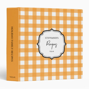 Classeur Automne Automne Orange Plaid Motif recette livre d