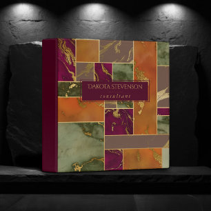 Classeur Automne Luxe Portfolio Marbre Géométrique Doré