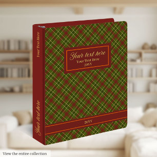 Classeur Automne Pastel Olive Green Bourgogne Plaid Classeu