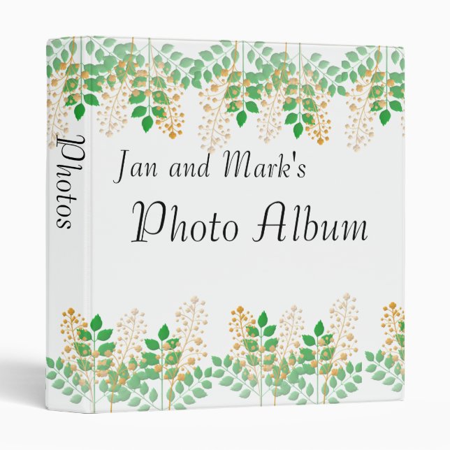 Classeur avec Fleurs de Jardin et Feuilles (Devant/Côté)