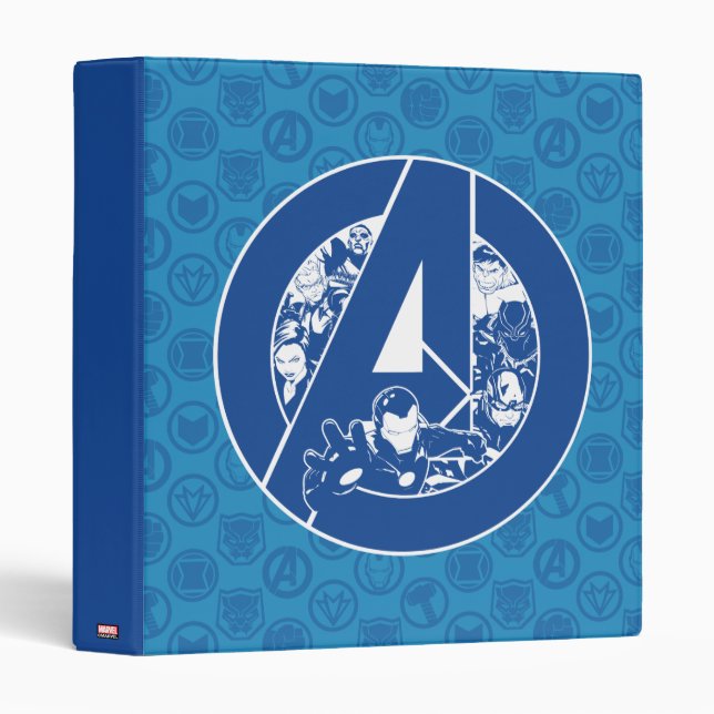 Classeur Avengers Classiques | logo Avengers Outlines In (Devant/Côté)