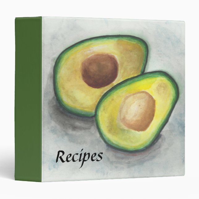 Classeur Avocado dans la recette aquarelle (Devant/Côté)