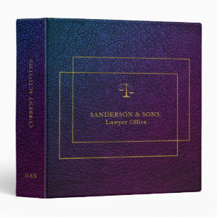 Classeur Avocat de script d'or d'indigo faux lather exclusi