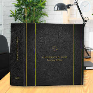 Classeur Avocat de typographie en cuir noir haut de gamme