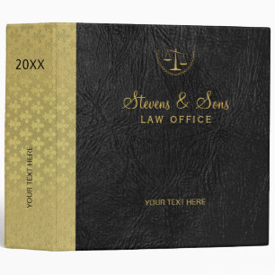 Classeur Avocat en cuir noir fleur de lis or de luxe