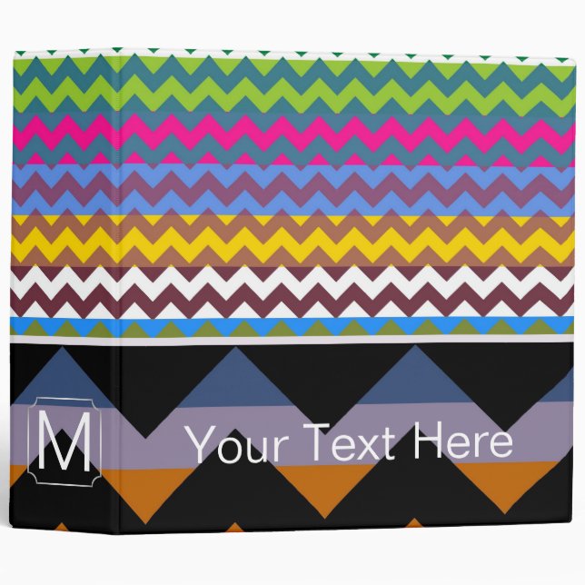 Classeur Aztec Chevron Zigzag moderne (Devant/Côté)