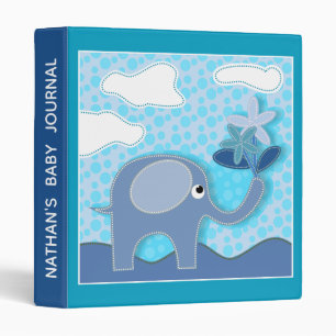 Classeur Baby Blue Elephant Personnalisé Baby Journal