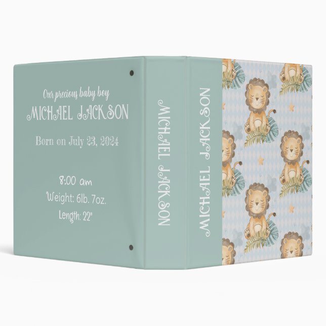 Classeur Baby Boy Lion Boho Album photo personnalisable (Arrière-plan)