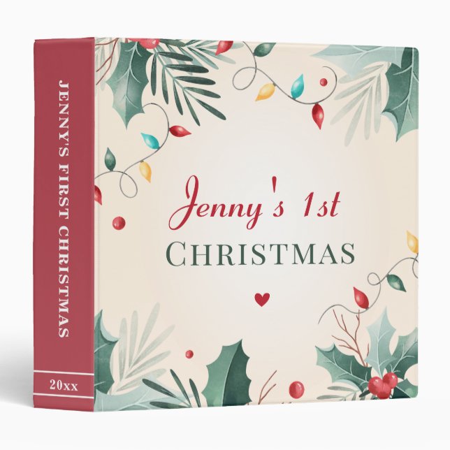 Classeur Baby Girl 1st First Christmas Photo Memory Album (Devant/Côté)
