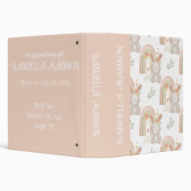 Classeur Baby Girl Bunny Boho Album photo personnalisable (Arrière-plan)