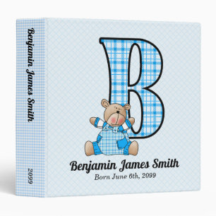 Classeur Baby Scrapbook en Monogramme bleu B