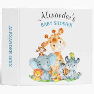 Classeur Baby shower aquatique Cute Safari Jungle Animaux