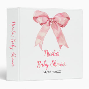 Classeur Baby Shower Arc-en-Ciel Ruban à Nœud Papillon Rose