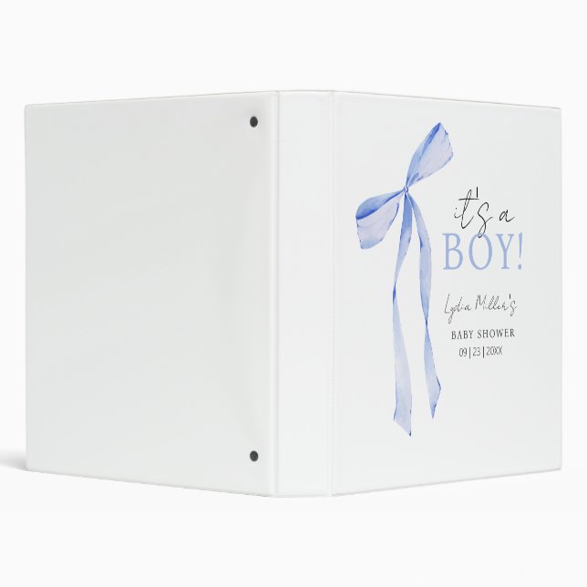 Classeur Baby shower Bleu Bow Invitation, Baby shower garço (Arrière-plan)