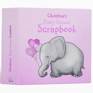 Classeur Baby shower de fille aux éléphants roses
