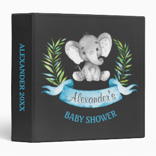 Classeur Baby shower de garçon d'éléphant d'aquarelle de