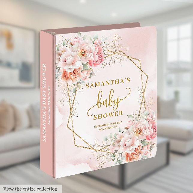 Classeur Baby shower de mémoire doux rose pâle (Sweet blush pink sage baby shower memory album 3 ring binder)