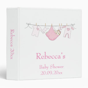 Classeur Baby shower d'illustration rose aquarelle mignonne