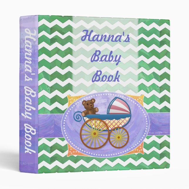 Classeur Baby shower Emerald Green Chevron (Devant/Côté)