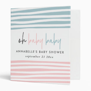 Classeur baby shower jumeau rose bleu typographie moderne