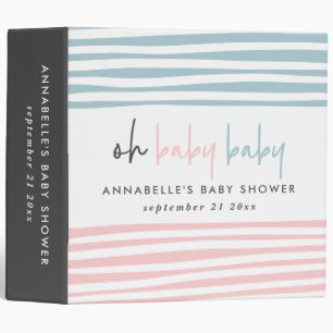 Classeur baby shower jumeau rose bleu typographie moderne