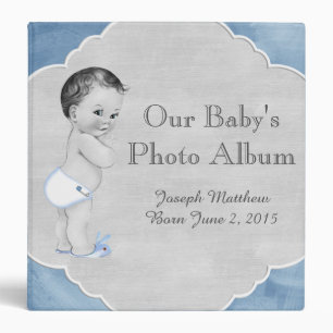 Classeur Baby shower Little Boy vintage bleu en pastel