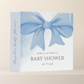 Classeur Baby shower photo Dusty Blue Watercolor Bow