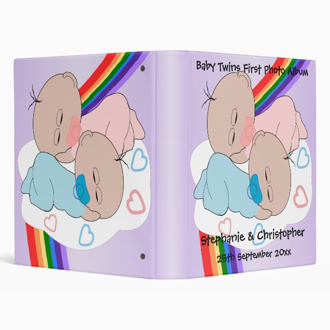 Classeur Baby Twin Girl And Boy First Photo Album (Arrière-plan)