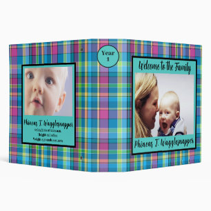 Classeur Baby Year One Purple Turquoise Plaid Photo