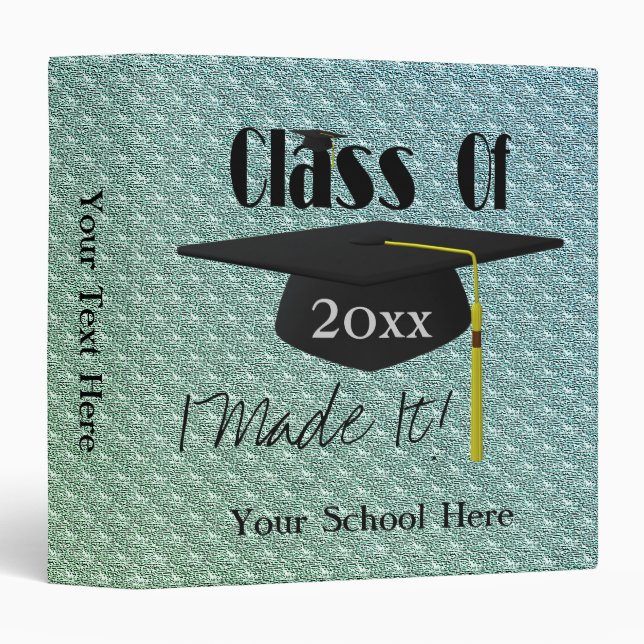 Classeur Bac De Graduation Cute Et Tassel Personnalisé (Devant/Côté)