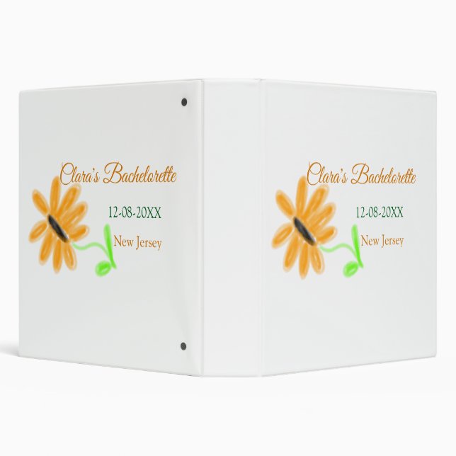 Classeur Bachelorette fête ajouter nom date place tournesol (Arrière-plan)