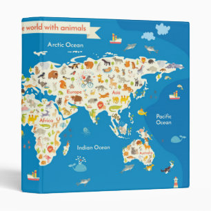 Classeur Badine la carte du monde avec des animaux