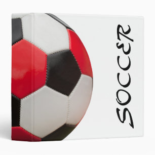 Classeur Bal de football blanc rouge et noir sur blanc,