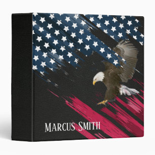 Classeur Bald Eagle sur le drapeau américain et cuir
