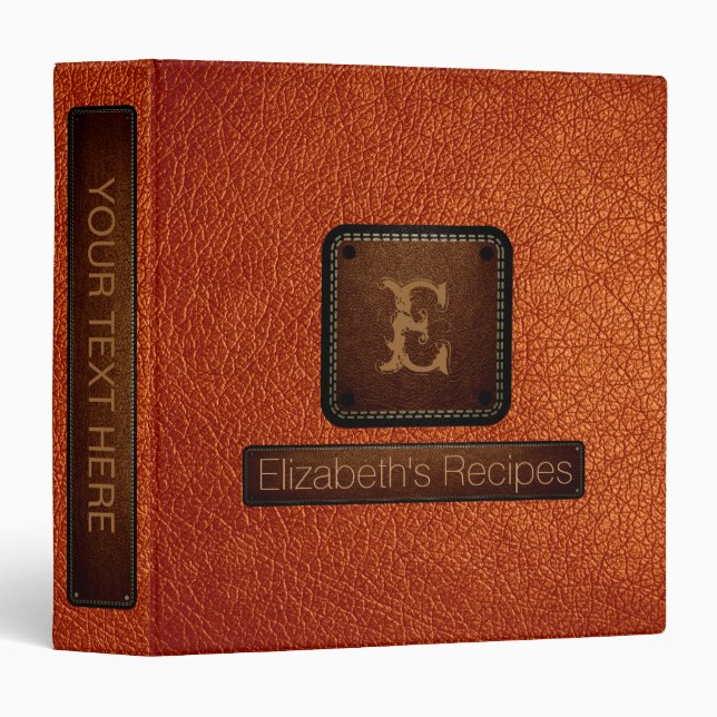 Classeur Balise Brown en cuir orange (Devant/Côté)