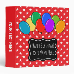 Classeur Ballons d'anniversaire heureux et étoiles fête cou