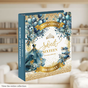 Classeur Balloon bleu or Sweet 16 Aquarelle Album photo
