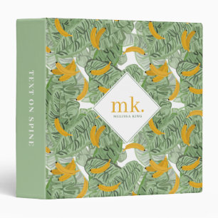 Classeur Banane tropicale moderne vert Motif Monogramme