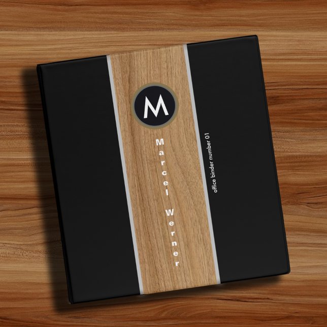 Classeur Bande Brown en bois rustique sur monogramme noir (Créateur téléchargé)