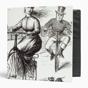 Classeur Bande dessinée de Madame sur un vélo sur rail,
