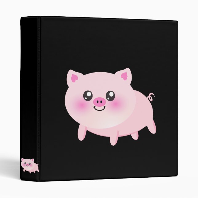 Classeur Bande dessinée mignonne de porc (Devant/Côté)